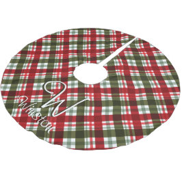 Saia Para Árvore De Natal De Poliéster Xadrez Royal Stewart Tartan Monograma