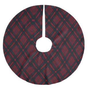Saia Para Árvore De Natal De Poliéster Xadrez vermelha