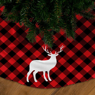 Saia Para Árvore De Natal De Poliéster Xadrez Vermelha e White Stag Férias