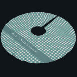Saia Para Árvore De Natal De Poliéster Xadrez Vintage Teal e White Gingham Personalizada<br><div class="desc">Vintage Teal e Xadrez Branca de Gingham,  Camiseiros de Poliéster Personalizados,  Escamuflados</div>