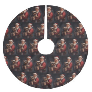 Saia Para Árvore De Natal De Poliéster Yorkshire Terrier Papai Noel Natal Festivo