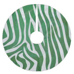 Saia Para Árvore De Natal De Poliéster Zebra Green e White Impressão