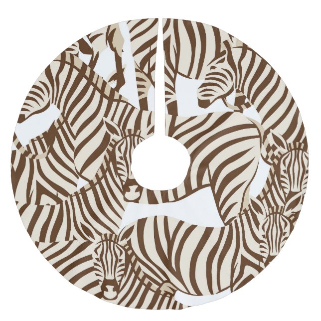 Saia Para Árvore De Natal De Poliéster Zebras, savana selvagem, padrão sem costura (Frente)