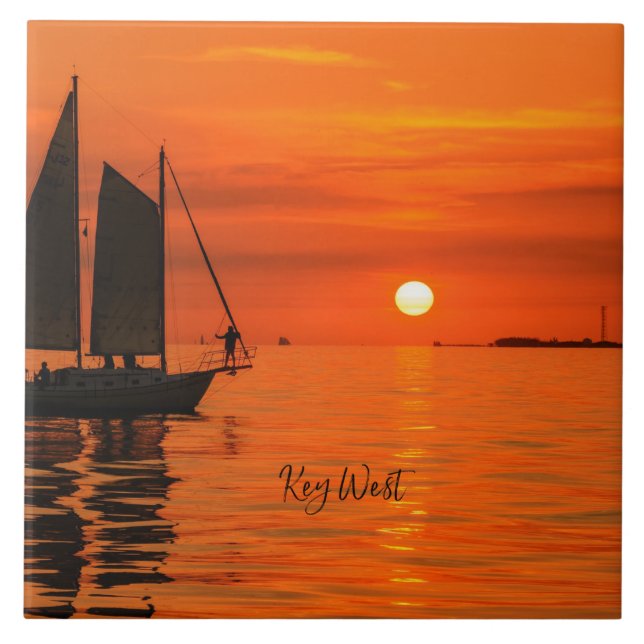 Sailboat, Key West, Flórida no Sunset, (Frente)