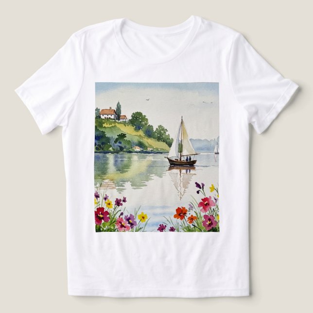 Sailboat on a quiet lake (Design frontal)