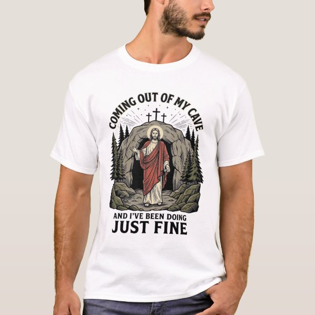 Saindo da Minha Caverna Camisa Vintage Religiosa E (Frente)