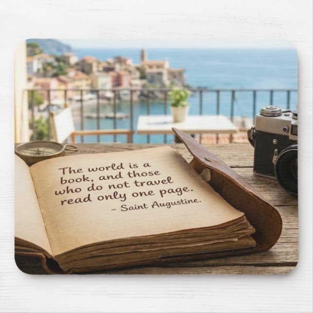 Saint Augustine Travel Quote Vintage Book Mousepad (Frente)