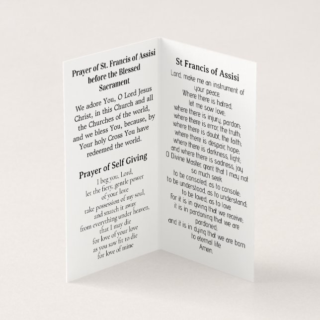 Saint Francis of Assisi Prayer Card  (Interior)
