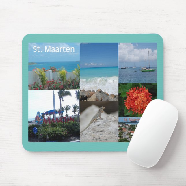 Saint Maarten Photo Collage Mouse Pad (Com mouse)