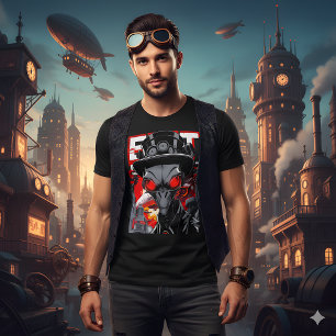 Sair do Sistema Camiseta Retro Steampunk Alien