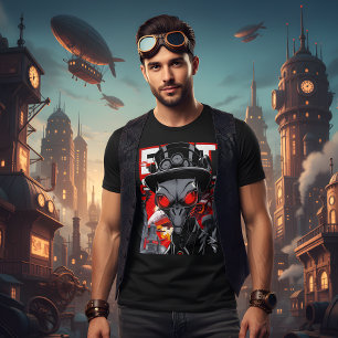 Sair do Sistema Camiseta Retro Steampunk Alien