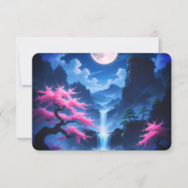 Sakura ao Luar & Cachoeira Cartão de Resposta Japo