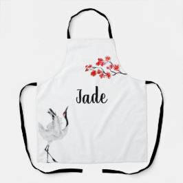 Sakura E Crane Da Impressão A Tinta Japonesa