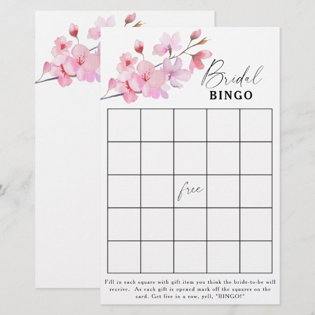 Sakura - Jogo de bingo para chá de noiva (Frente/Verso)