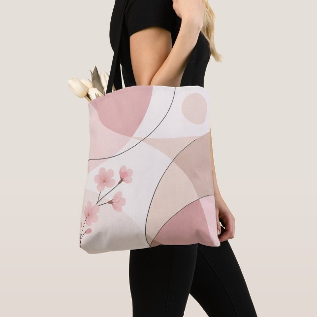 Sakura Moderna Bolsa de Mão de Estilo Geométrico M (Close Up)