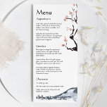 Sakura Mountain | Menu Plano Casual Casual<br><div class="desc">Esta montanha sakura | o cardápio casual de casamento é perfeito para o seu casado minimalista casual. Este design apresenta sakura tree com flores de cereja, montanhas de aquarela e caligrafia simples para fazer seu casamento especial no primavera, verão, outono ou inverno. Por favor, sinta-se à vontade para nos contactar...</div>