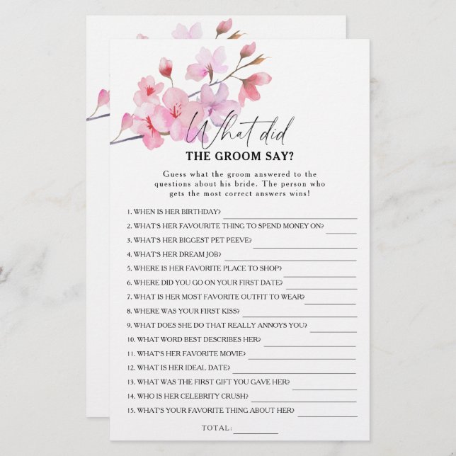 Sakura - O que o noivo disse jogo de noiva? (Frente/Verso)