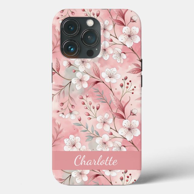 Sakura Personalizado Padrão de Flor Rosa (Verso)