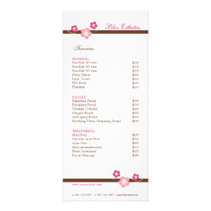 Sakura Spa Menu Modelo - Duplo Lado
