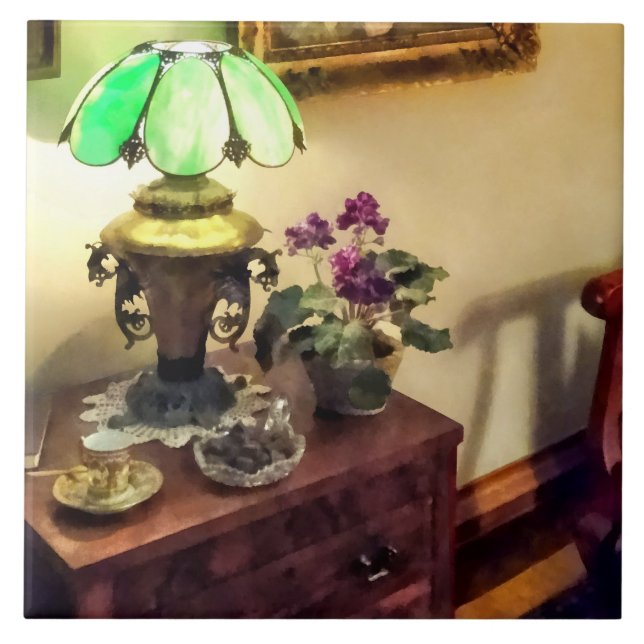 Sala Aconchegante com Lâmpada de Pétalas de Flores (Frente)