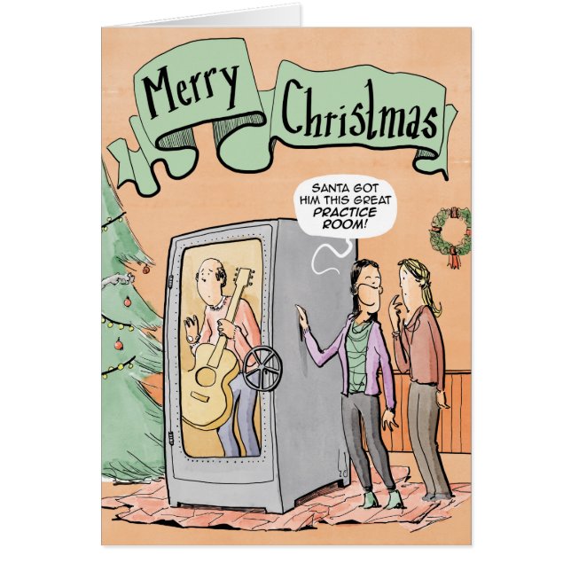 Sala da prática da guitarra do cartão de Natal (Frente)