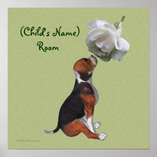 Sala De Beagle E Rosa Kids Personalizada Poster