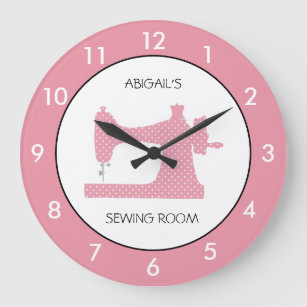 Sala de Costura Rosa Personalizada Relógio Redondo