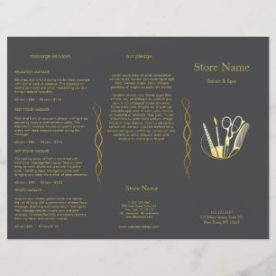 Salão de Beleza Golden e Black Brochura Trifold