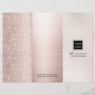 Salão de Beleza Luxo Rosa Dourado Tri-dobra