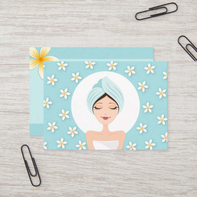 Salão de beleza ou cartão de visita de spa - azul- (Frente/Verso In Situ)