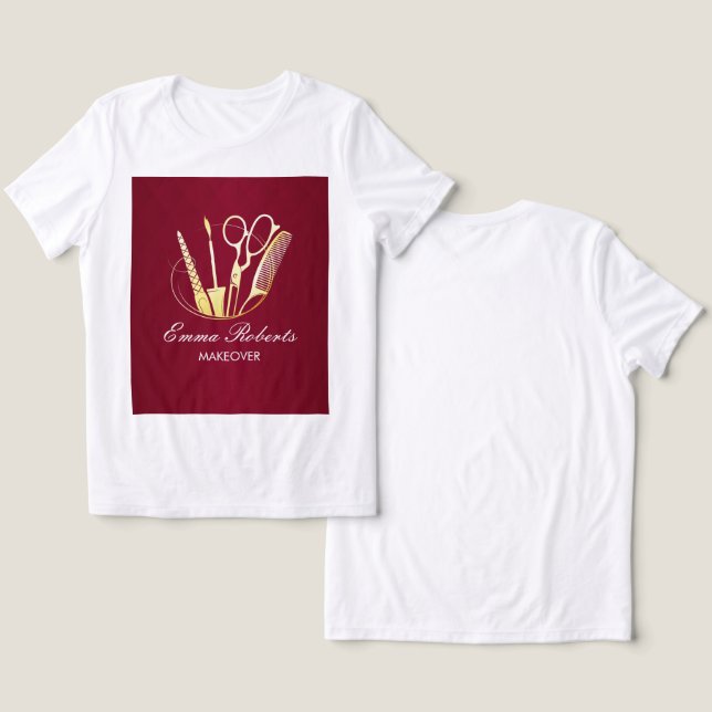 Salão de Beleza Vinho Borgonha e Dourado (Design Frente e Verso)