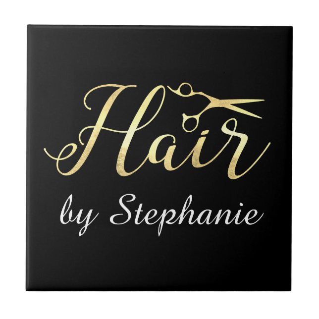 Salão de Cabelo Hairstylist com Tesoura de ouro (Frente)