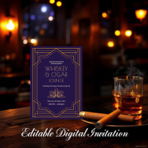 Salão de Whiskey e Charuto Convite Art Déco dos An
