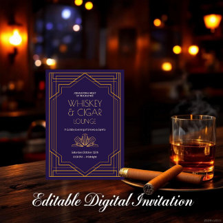 Salão de Whiskey e Charuto Convite Art Déco dos An
