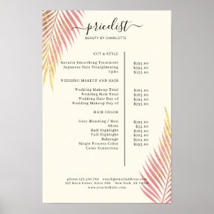 Salão Palm, frondoso, Poster de Lista de Preços