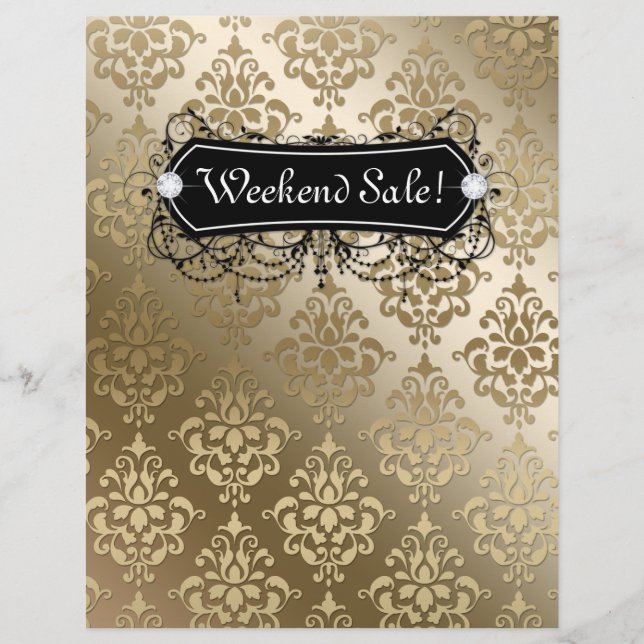 SALE Flyer Fashion Jewelry Salon Makeup Dourado (Frente)