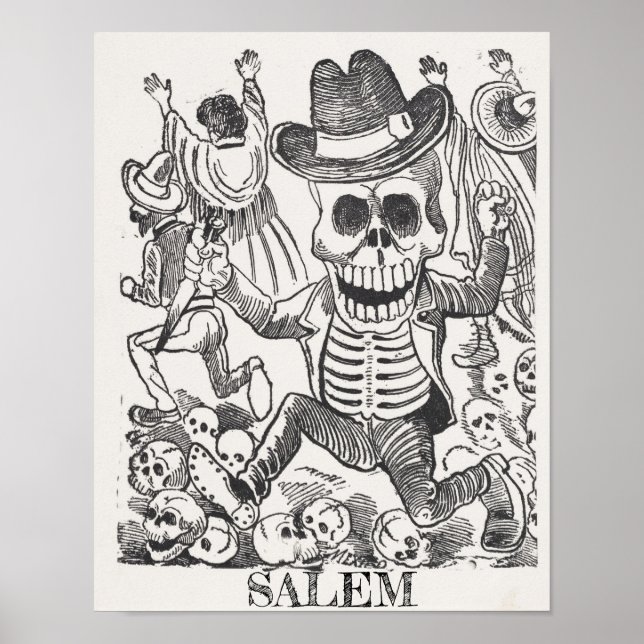 Salem Massachusetts Skull Occult Poster (Frente)