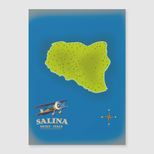Salina, Sicília mapa poster de viagem mapa (Frente)