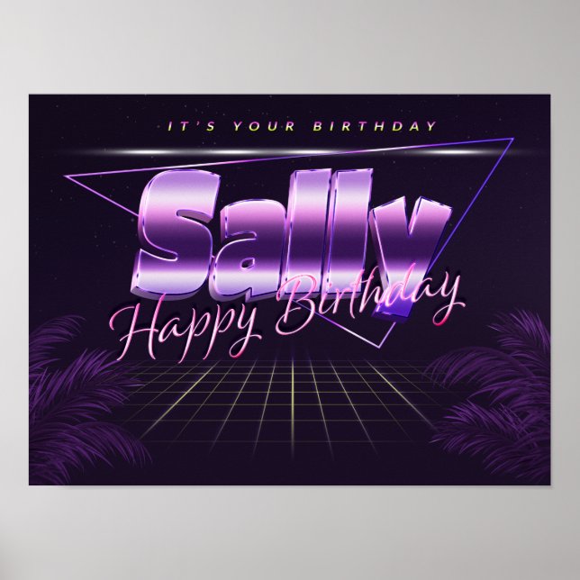 Sally Name Vorname lila retro Poster Geburtstag (Frente)
