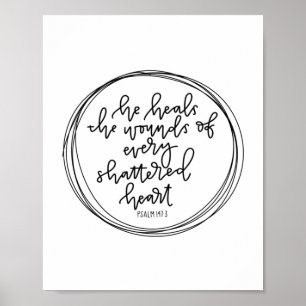 Salm 147:3 - Ele cura as feridas - Poster