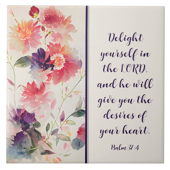 Salm 37:4 Se Delicie no Floral de LORD (Frente)