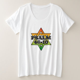 Salm 46-10 - Camisa T de tamanho mais feminino