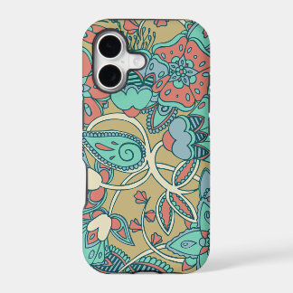 Salmão & Floral Azul