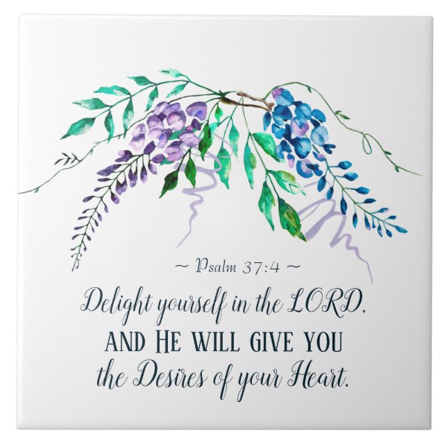 Salmo 37:4 Se Delicie no Senhor, Floral (Frente)
