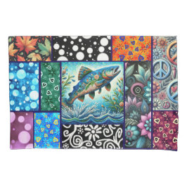 Salmon Crazy Quilt Floral Whimsical Colorful