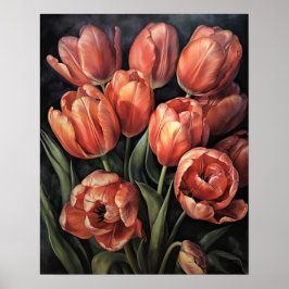 Salmon Tulip Flowers Art Impressão Poster