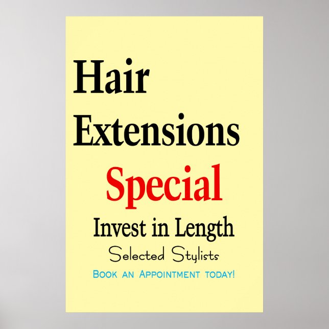 Salon Barbershop Poster Hair Extensions Length (Frente)