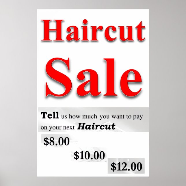 Salon Barbershop Posters Haircut Sale How much Pay (Frente)