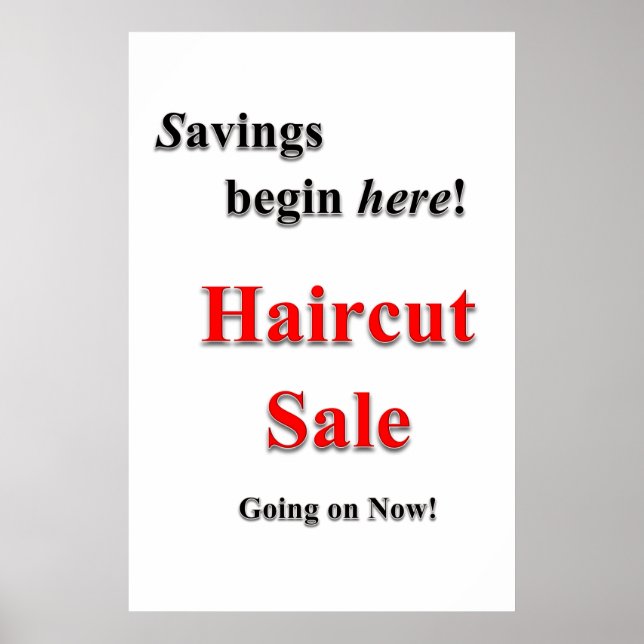 Salon Barbershop Posters Haircut Sale Savings (Frente)
