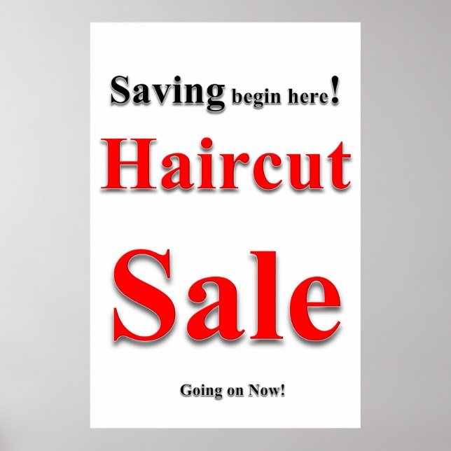Salon Barbershop Posters Haircut Sale Savings (Frente)